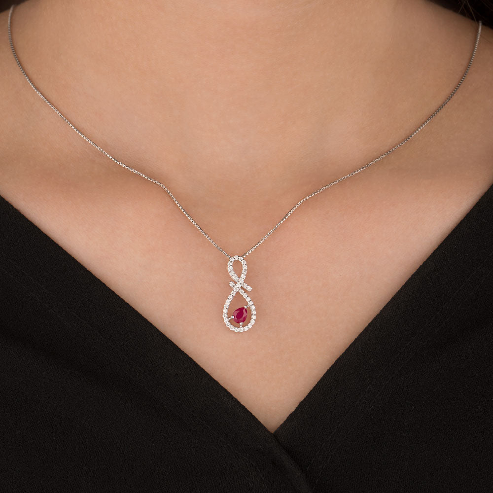 14K White Gold Diamond Pendant - 0.247ct VS-GH with Colour Stones