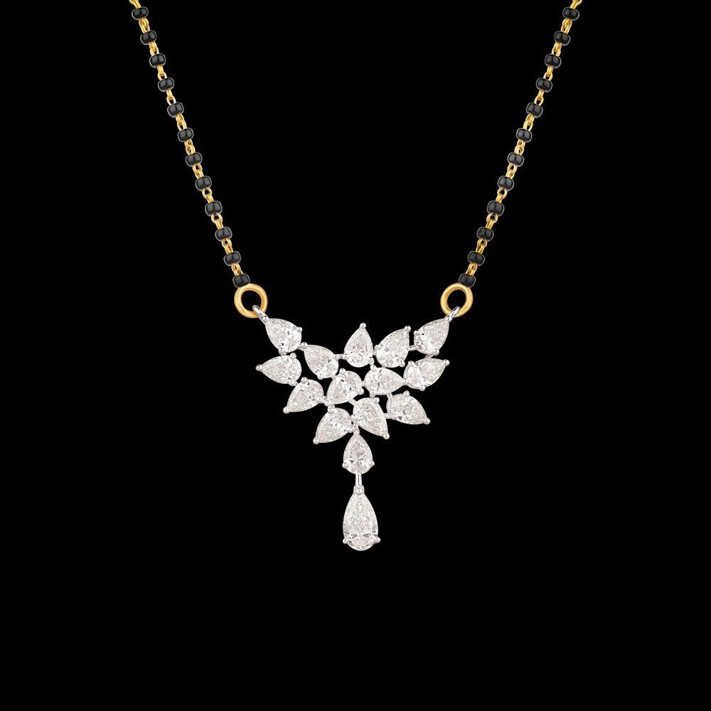 14K White Gold Diamond Mangalsutra Tanmaniya - 3.856ct VS-SI-IJ