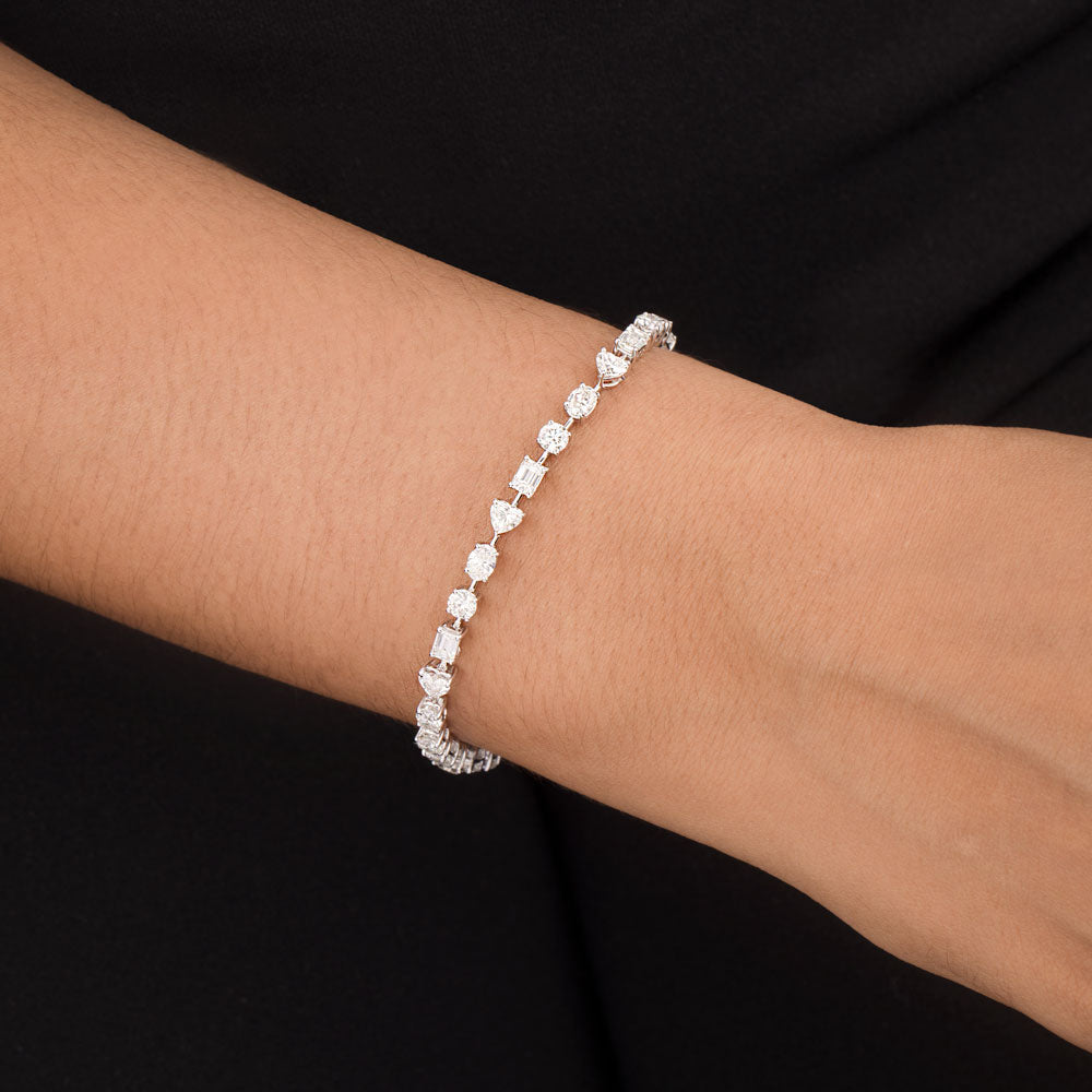 18K White Gold Diamond Bracelet - 8.593ct VS-SI-GH