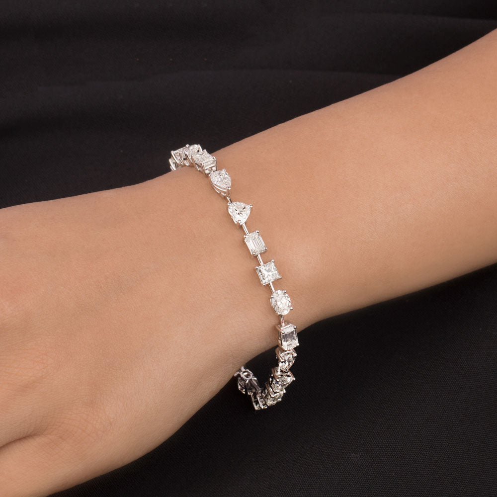 14K White Gold Diamond Bracelet - 10.864ct VVS-VS-H
