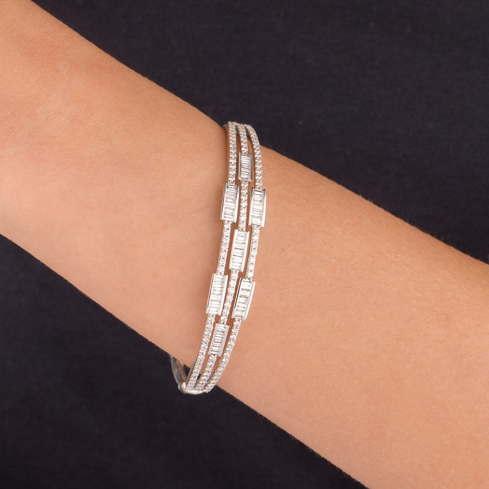 14K White Gold Diamond Kada - 2.802ct VS-SI-HIJ