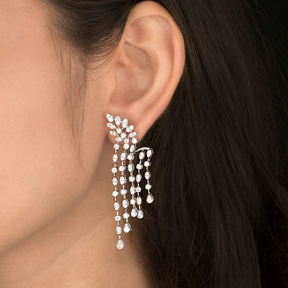 18K White Gold Diamond Earrings - 3.6ct VS-SI-FG