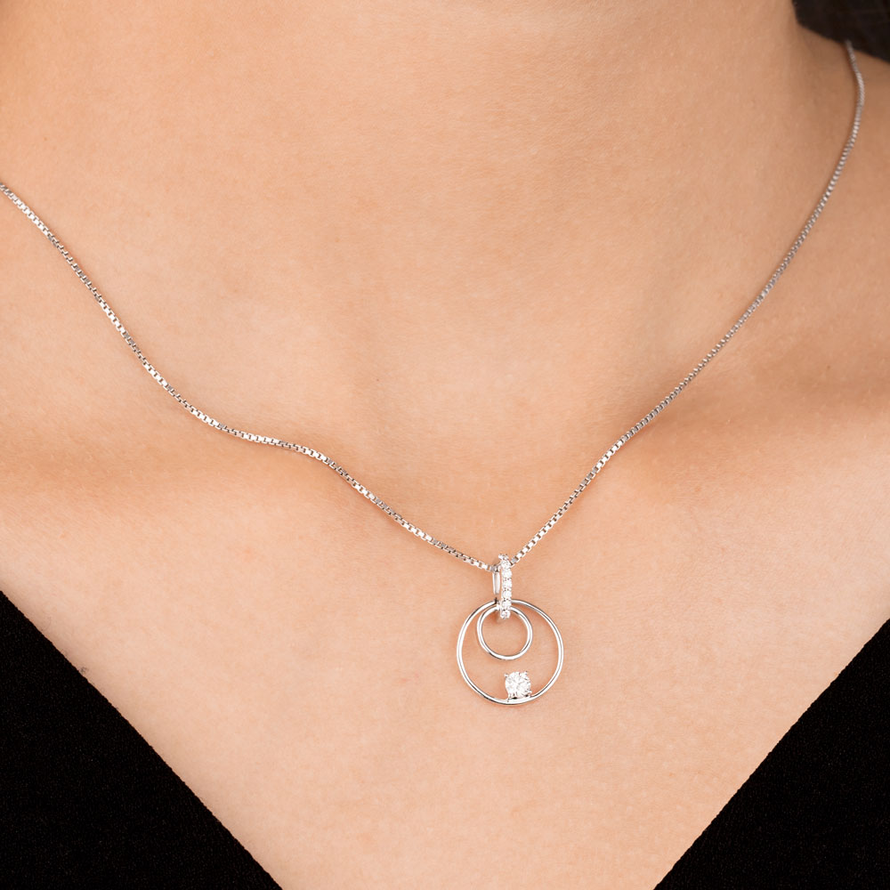 14K White Gold Diamond Pendant - 0.15ct VS-GH