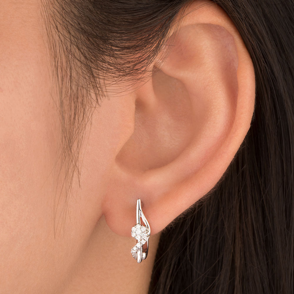 18K Yellow Gold Diamond Earrings - 0.21ct SI-GH
