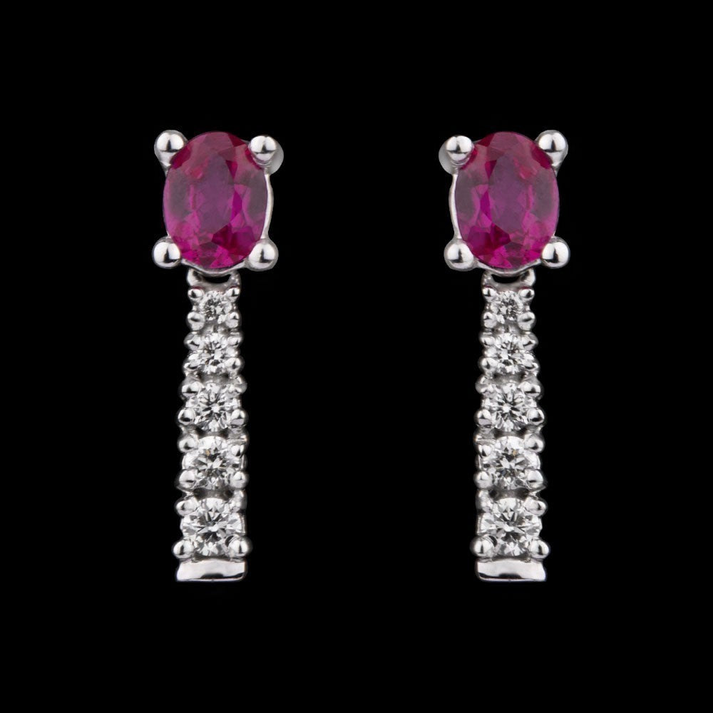 14K White Gold Diamond Earrings - 0.22ct SI-IJ with Colour Stones