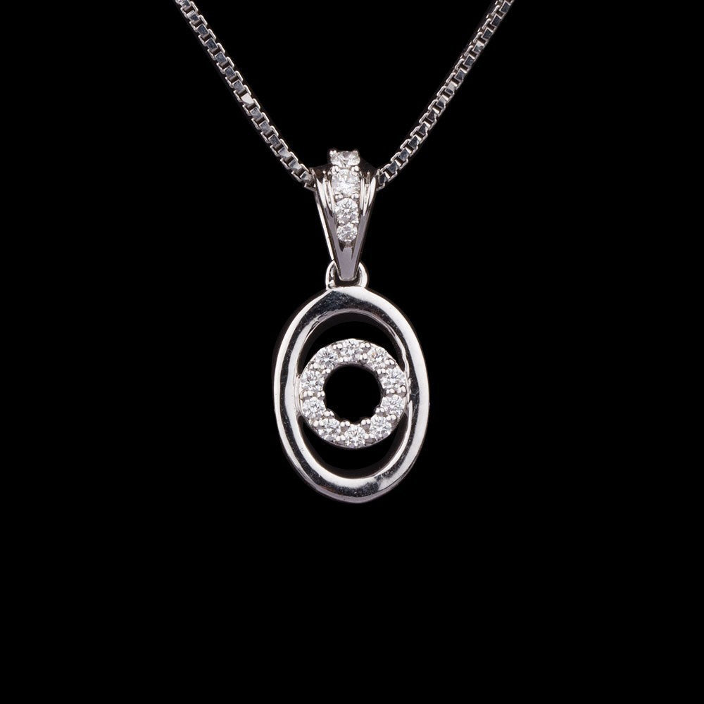 14K White Gold Diamond Pendant - 0.15ct VVS-GH