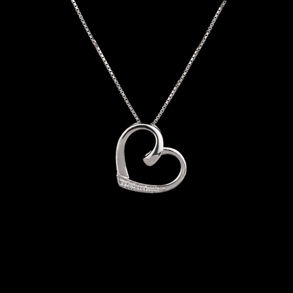 14K White Gold Diamond Pendant - 0.08ct VS-GH