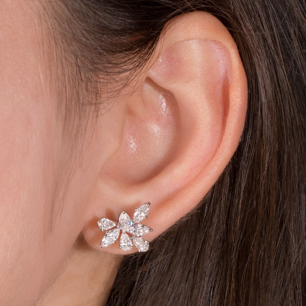18K White Gold Diamond Earrings - 1.9ct VVS-VS-EF