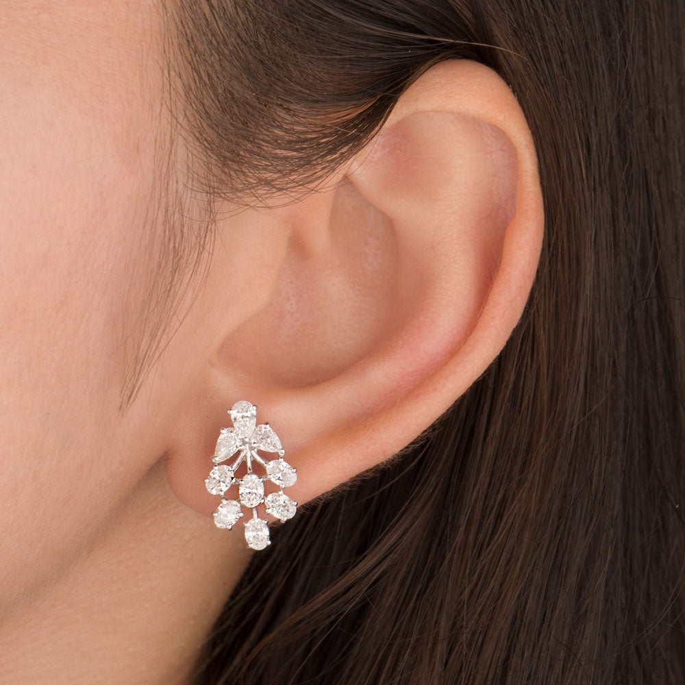 18K White Gold Diamond Earrings - 2.3ct VVS-VS-EF