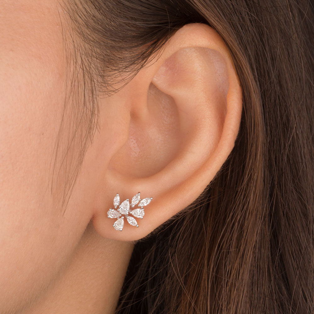 18K White Gold Diamond Earrings - 1.034ct VS-SI-FG