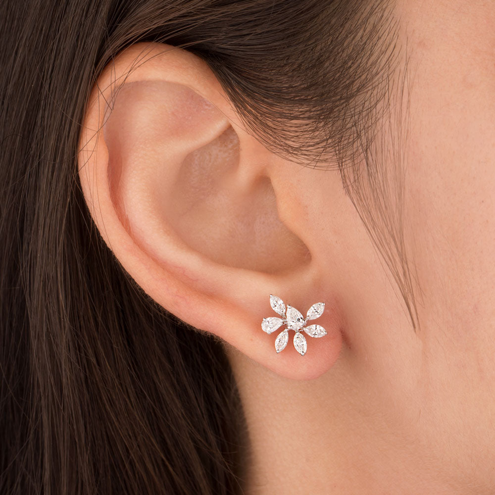 18K White Gold Diamond Earrings - 0.95ct VS-SI-EF