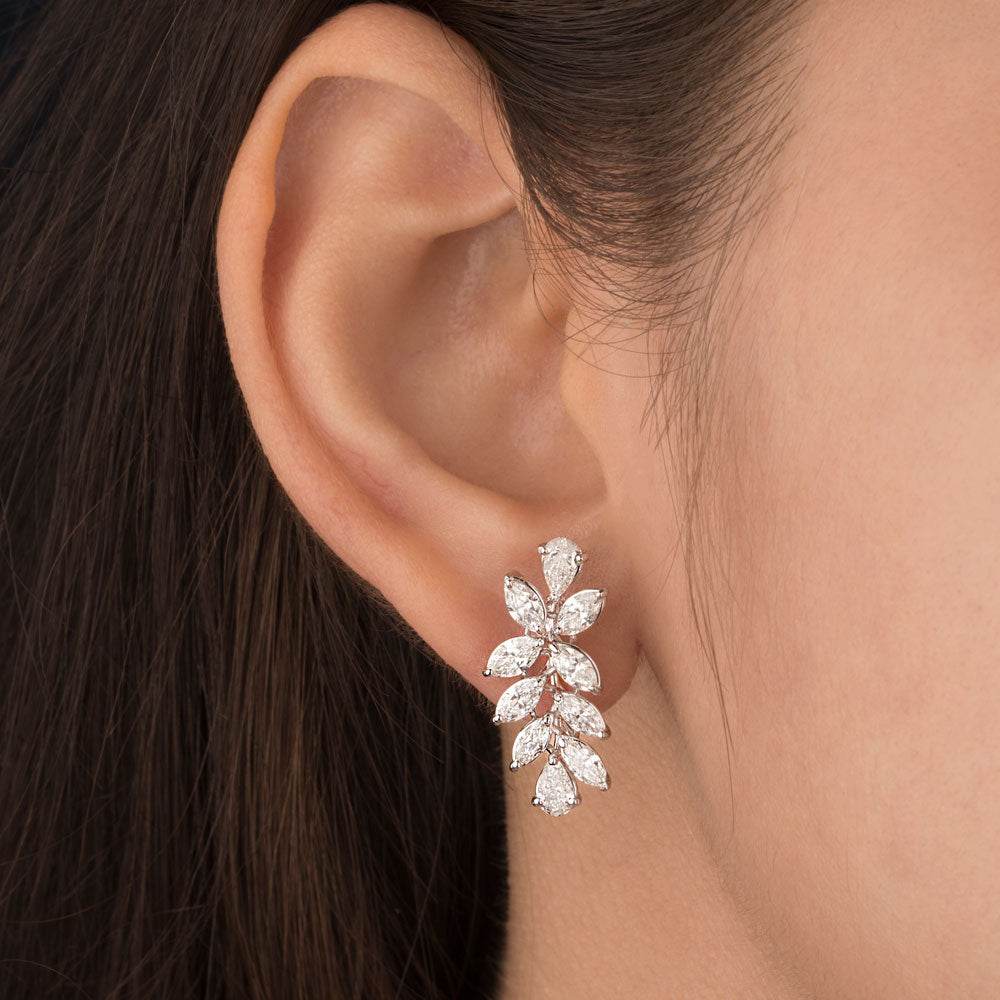 18K White Gold Diamond Earrings - 2.77ct VS-SI-GH