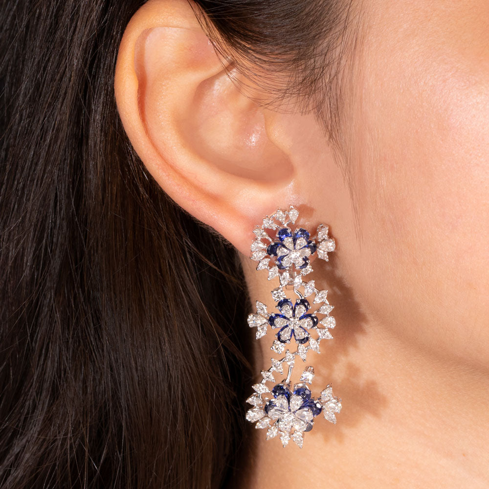 18K White Gold Diamond Jewellery - 6.312ct VVS-VS-HI with Colour Stones
