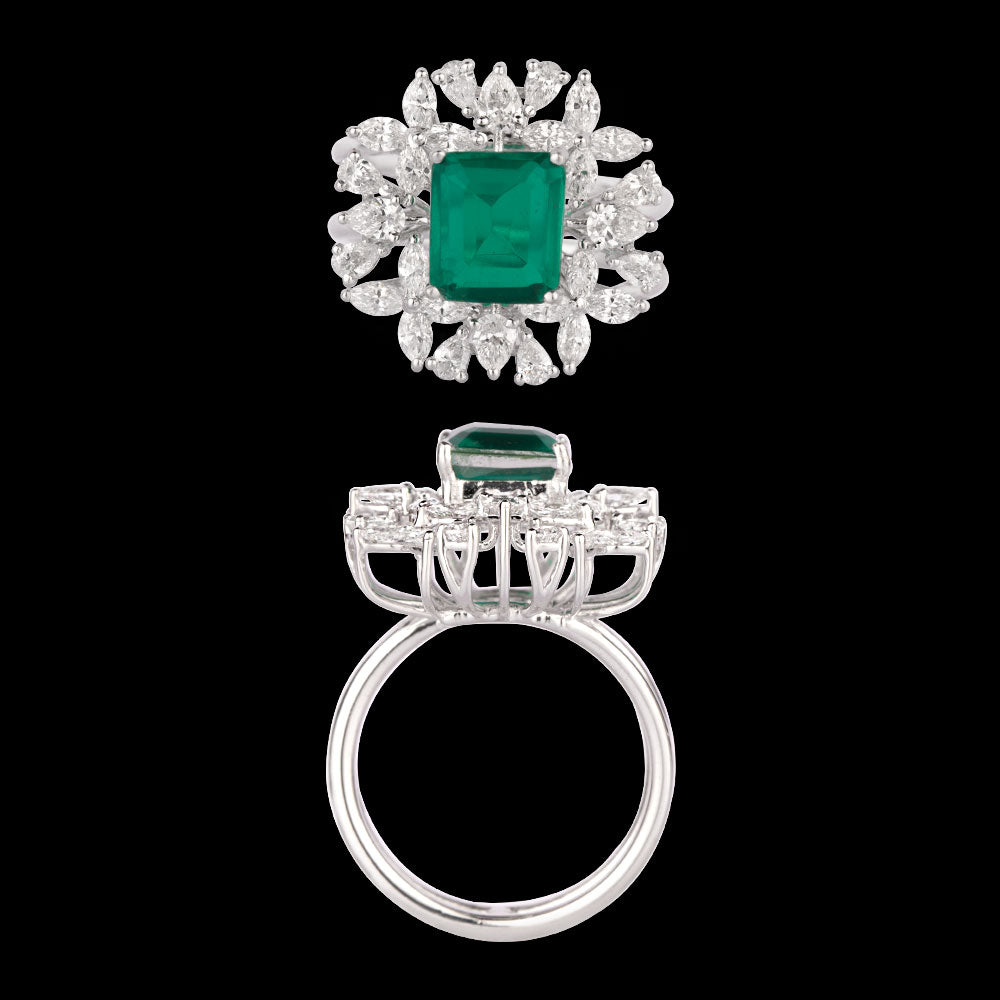 18K Rose Gold Diamond Ring - 1.288ct VVS-VS-EF with Colour Stones