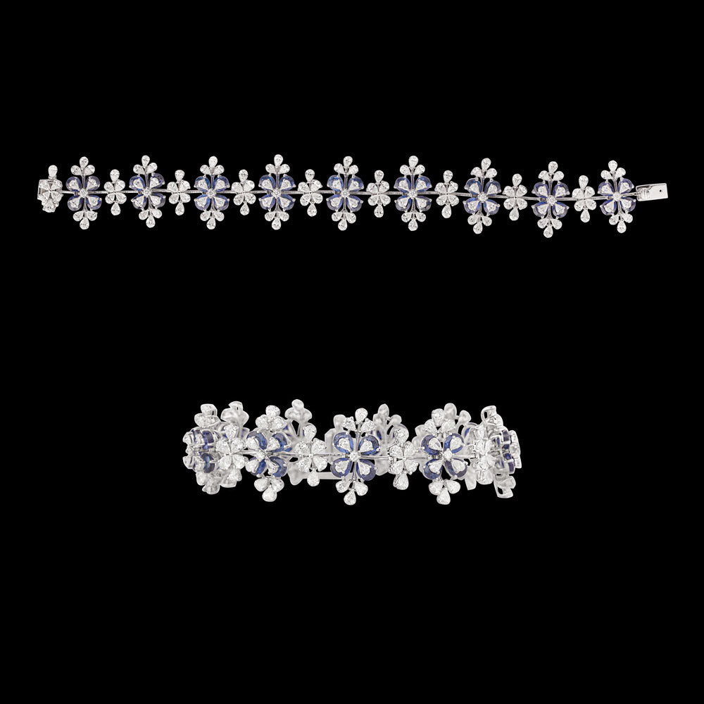 18K White Gold Diamond Bracelet - 9.55ct VVS-VS-EF with Colour Stones