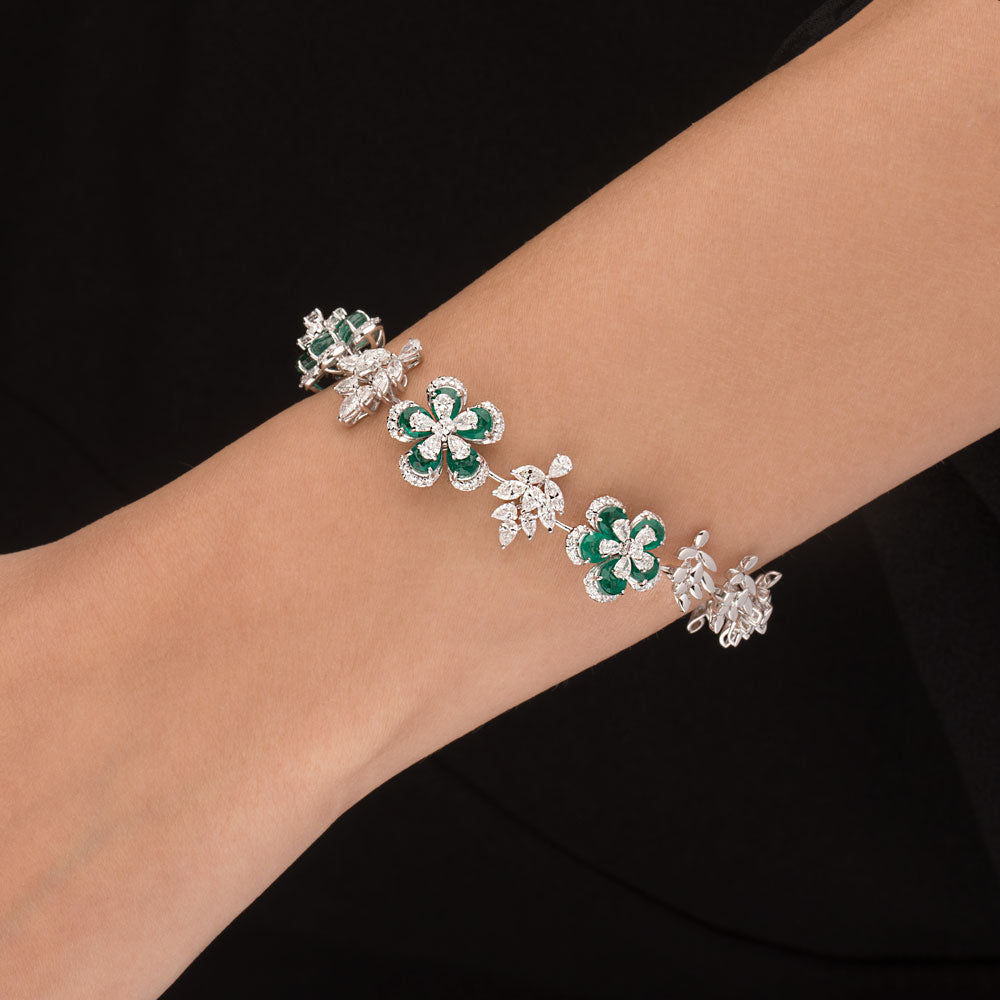 18K White Gold Diamond Bracelet - 3.147ct VS-SI-FG with Colour Stones