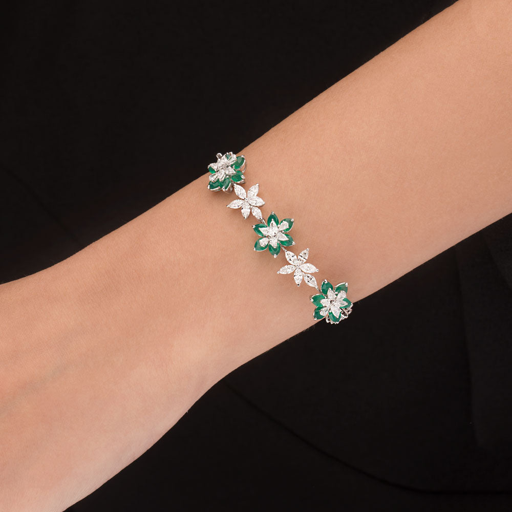 18K White Gold Diamond Bracelet - 2.13ct VS-SI-FG with Colour Stones