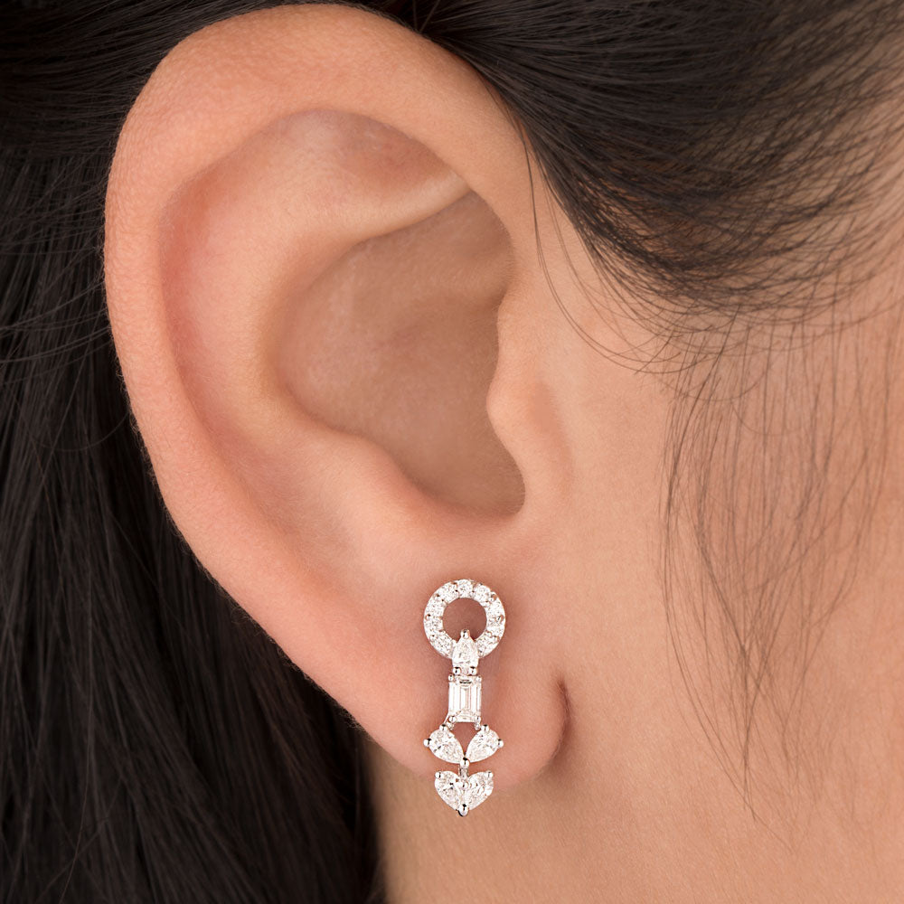 18K White Gold Diamond Earrings - 0.671ct VVS-FG