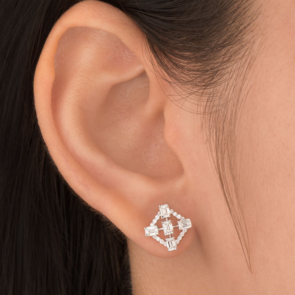 18K White Gold Diamond Earrings - 0.948ct VVS-FG