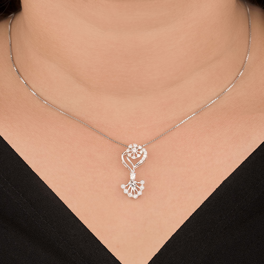 18K White Gold Diamond Pendant - 0.371ct VS-SI-GH