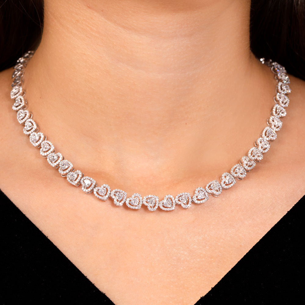 18K White Gold Diamond Necklace - 8.43ct VVS-VS-EF