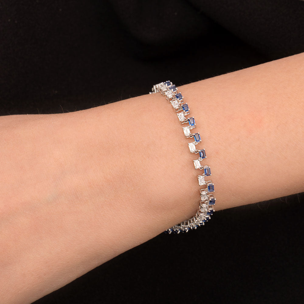 18K White Gold Diamond Bracelet - 2.565ct VVS-EF with Colour Stones