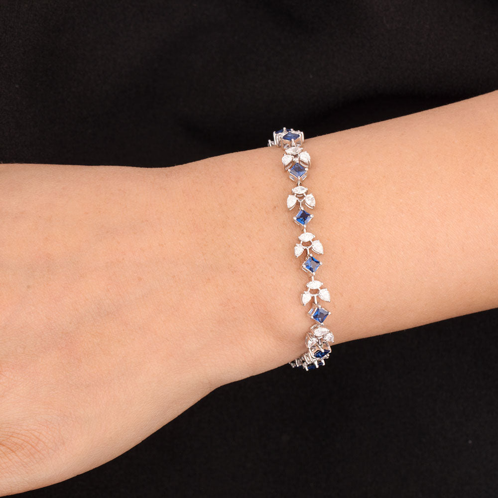 18K White Gold Diamond Bracelet - 2.085ct VVS-EF with Colour Stones