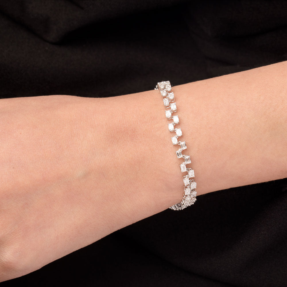 18K White Gold Diamond Bracelet - 5.15ct VVS-FG