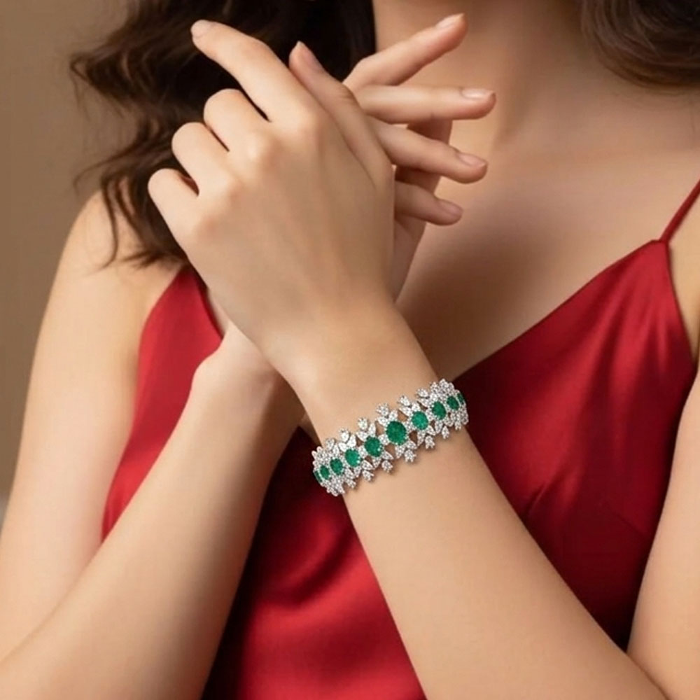 18K White Gold Diamond Kada - 4.49ct VVS-VS-FG with Colour Stones