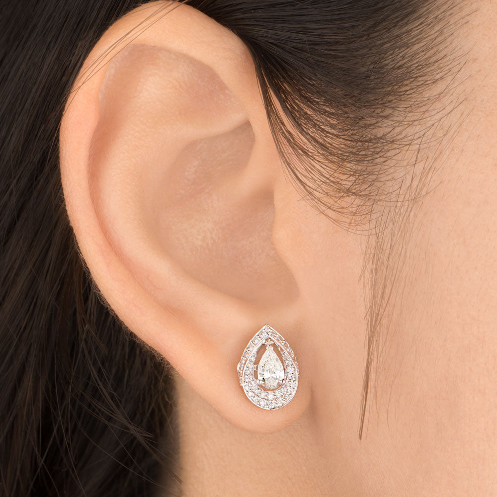 18K White Gold Diamond Earrings - 0.979ct VS-SI-HI
