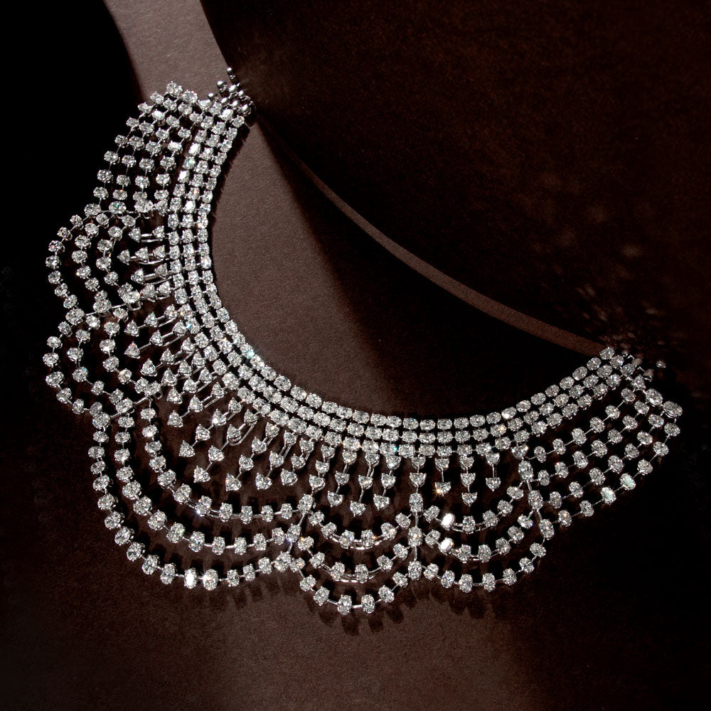 18K White Gold Diamond Necklace - 64.91ct VVS-VS-GH