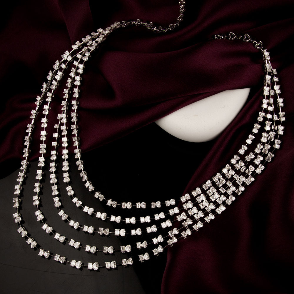 18K White Gold Diamond Necklace - 42.942ct VVS-EF