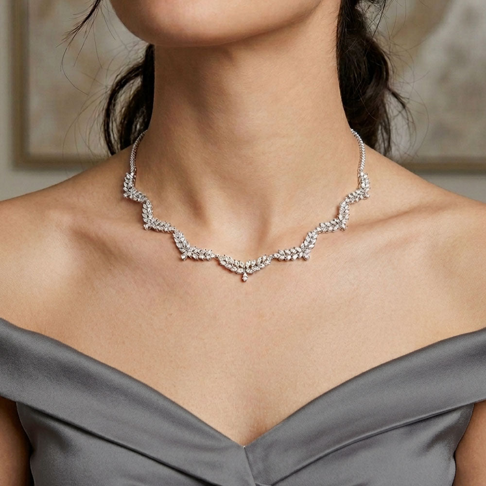 18K White Gold Diamond Necklace - 3.18ct VVS-EF