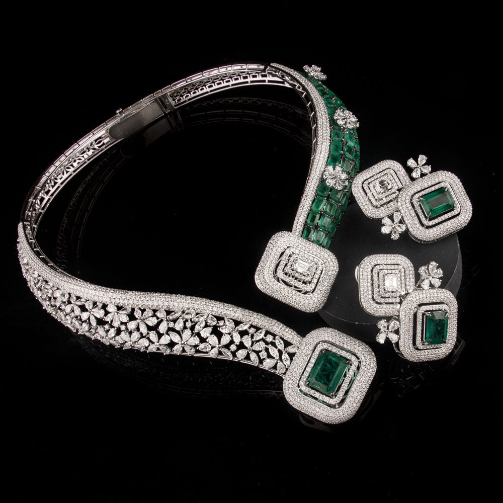 18K White Gold Diamond Necklace - 24.15ct VS-SI-FG with Colour Stones
