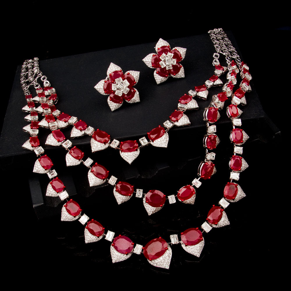 18K White Gold Diamond Necklace - 22.898ct VS-SI-HI with Colour Stones
