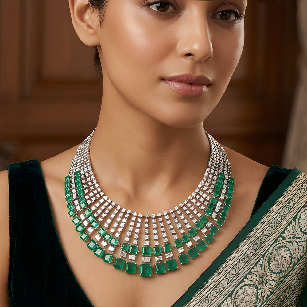 18K White Gold Diamond Necklace - 38.64ct N-A with Colour Stones