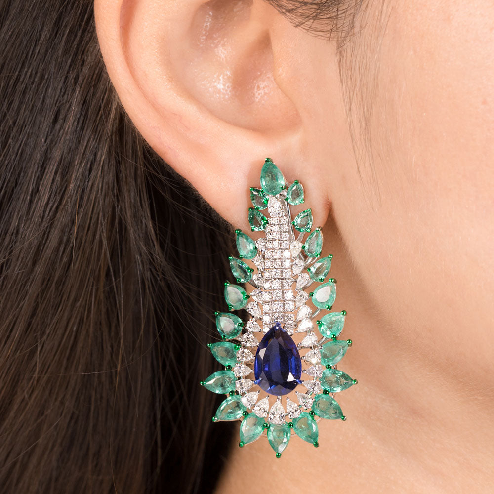 18K White Gold Diamond Jewellery - 3.29ct VS-SI-FG with Colour Stones