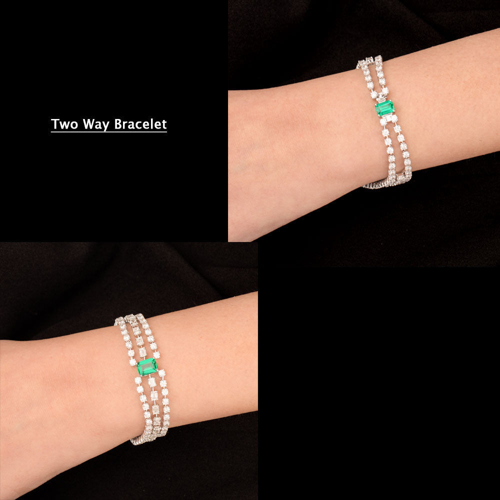 18K White Gold Diamond Bracelet - 10.115ct VVS-VS-HI with Colour Stones