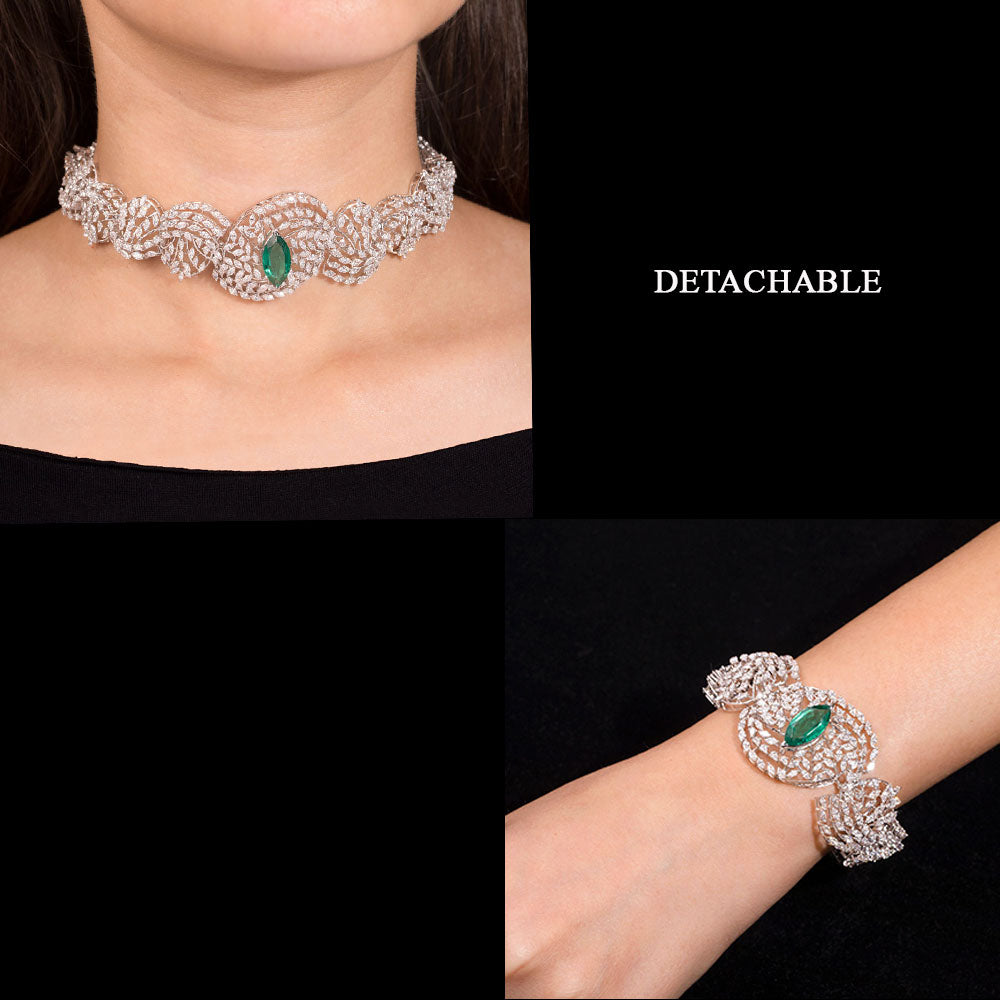 18K White Gold Diamond Necklace - 11.826ct VVS-EF with Colour Stones