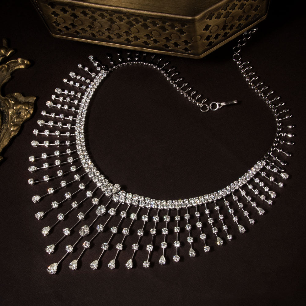 18K White Gold Diamond Necklace - 33.473ct VS-SI-HI