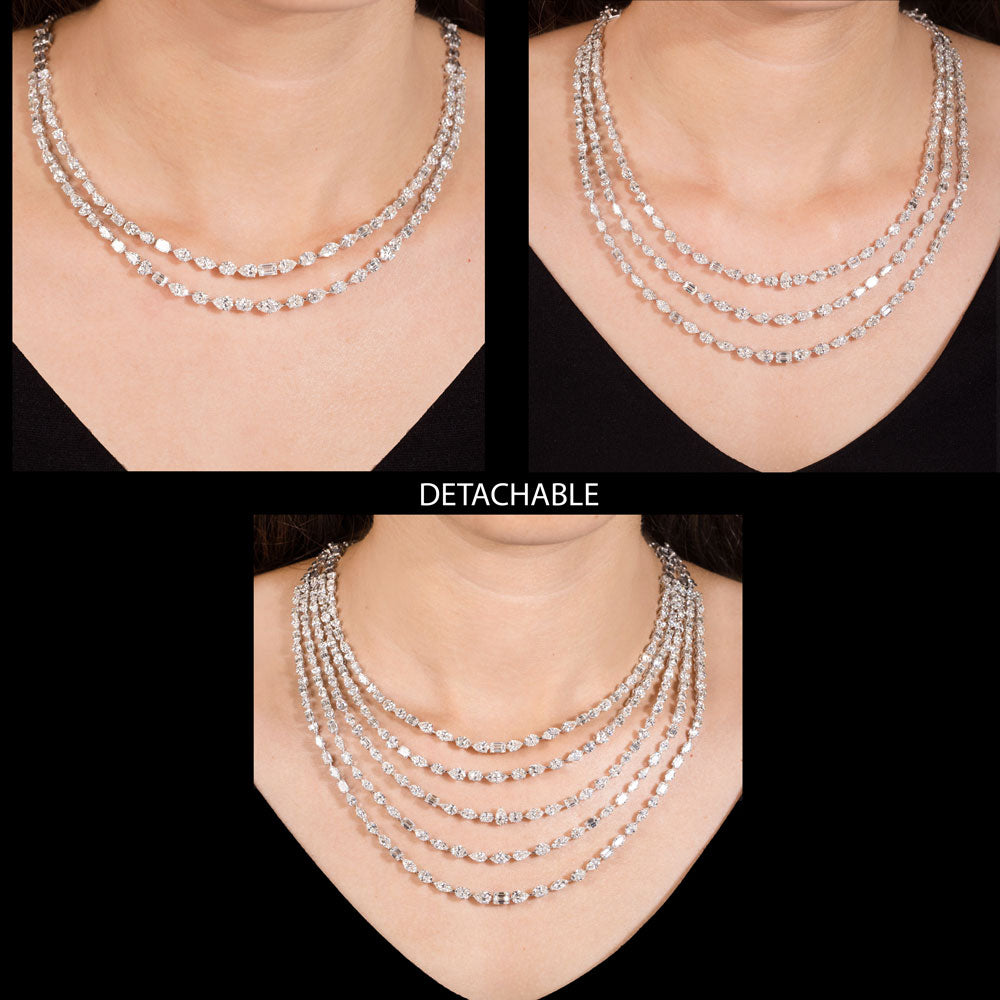 18K White Gold Diamond Necklace - 57.46ct VVS-VS-GH