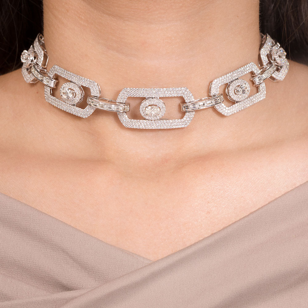 18K White Gold Diamond Necklace - 12.165ct VVS-VS-GH