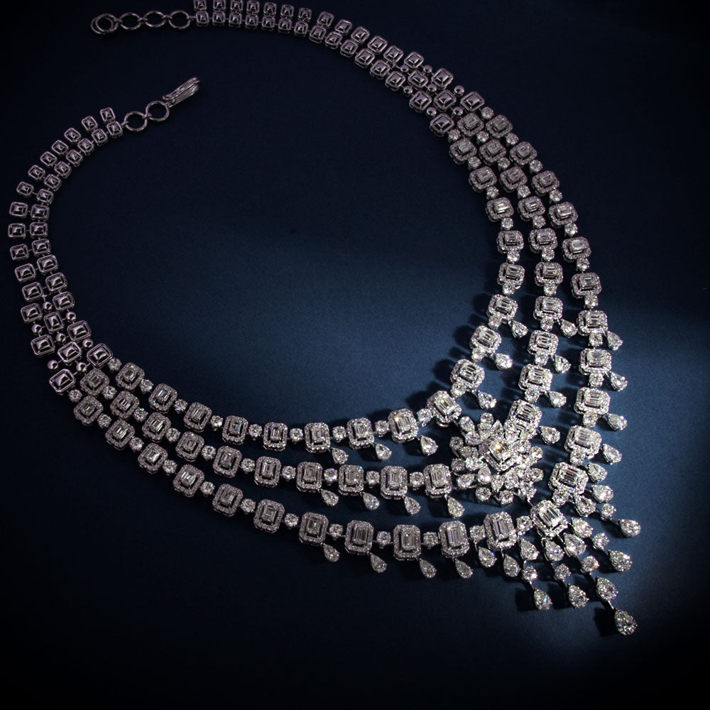 18K White Gold Diamond Necklace - 59.42ct VVS-VS-HI