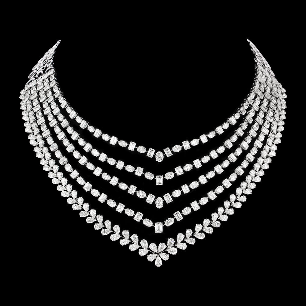 14K White Gold Diamond Necklace - 91.075ct VVS-VS-HI