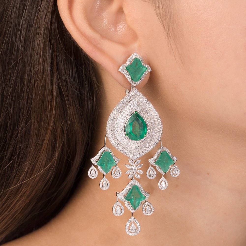 18K White Gold Diamond Jewellery - 10.025ct VVS-EF with Colour Stones