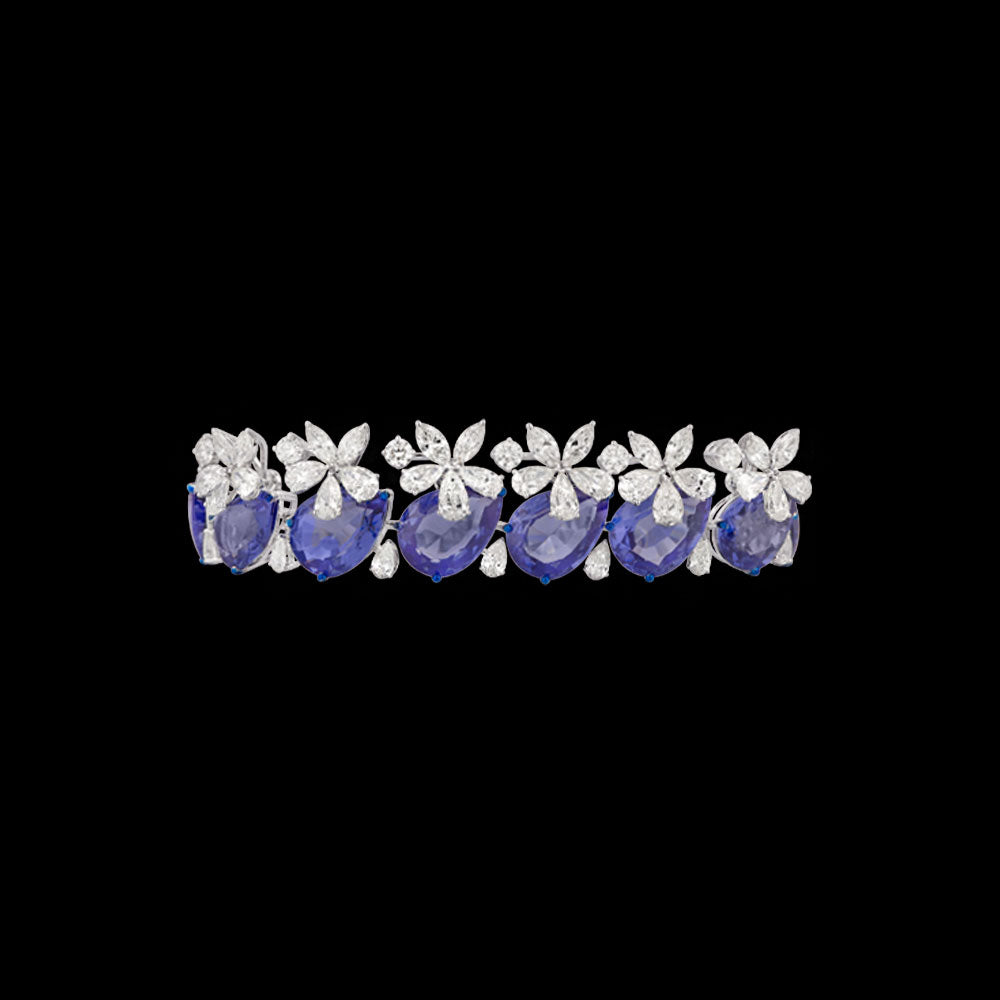 14K White Gold Diamond Bracelet - 17.14ct VVS-VS-JK with Colour Stones