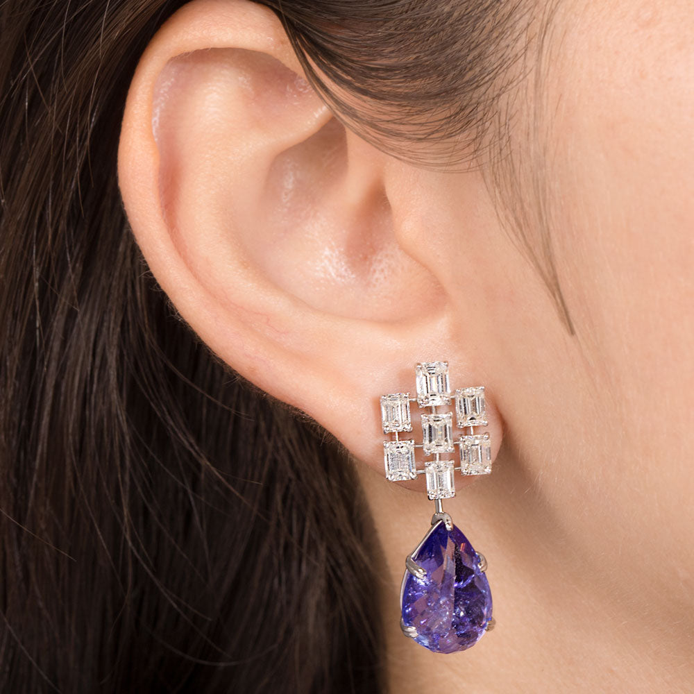 18K White Gold Diamond Jewellery - 5.005ct VVS-VS-HI with Colour Stones