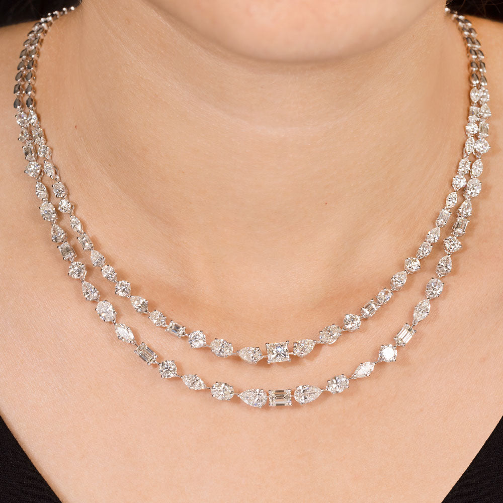 18K White Gold Diamond Necklace - 20.969ct VS-SI-GH
