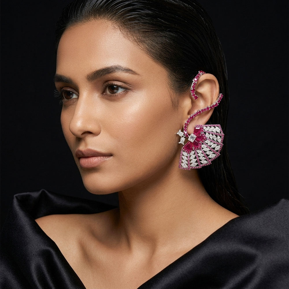 18K White Gold Diamond Earrings - 15.18ct VS-SI-IJ with Colour Stones