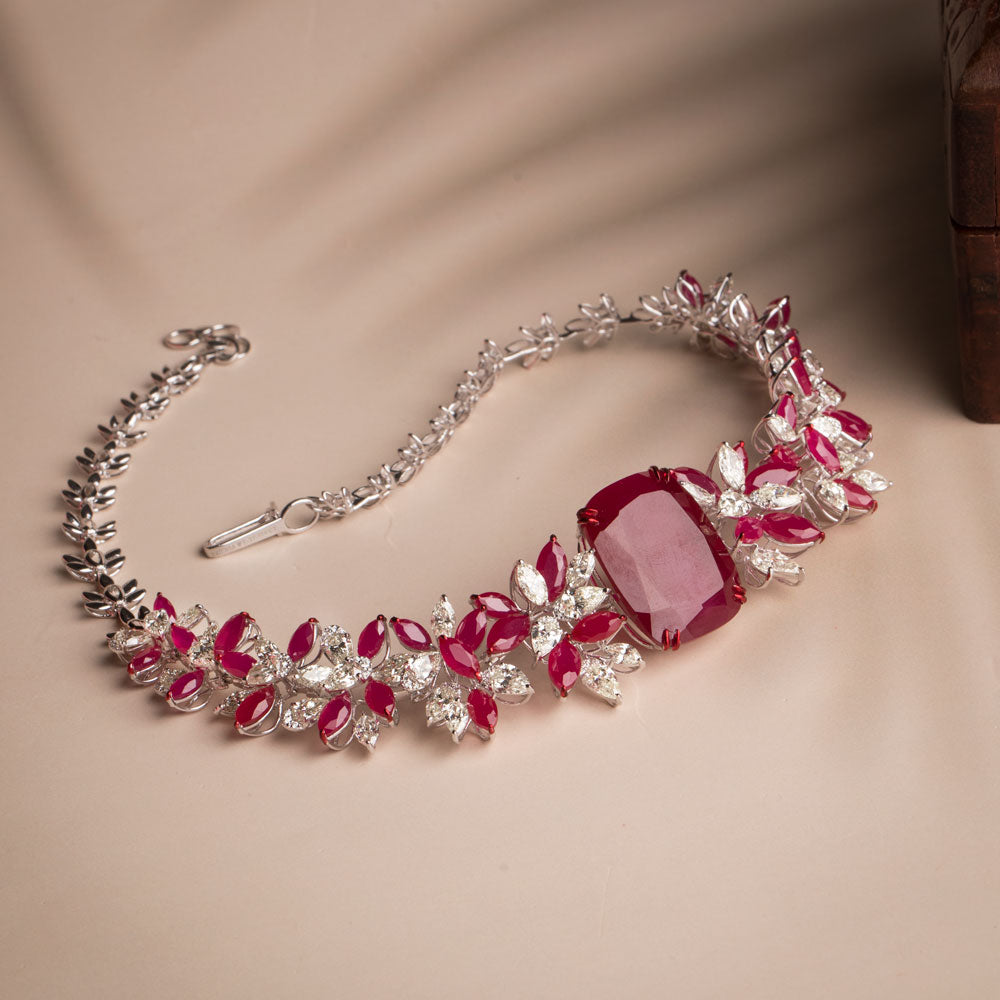 14K White Gold Diamond Necklace - 17.37ct VS-SI-JK with Colour Stones